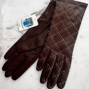 Portolano Dark Brown Quilted Leather Gloves